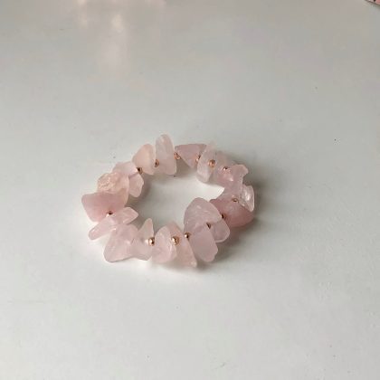 Raw Rose Quartz bracelet, rough crystal bracelet