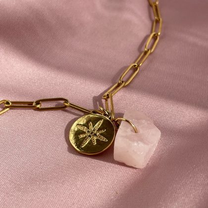 Luxury Rose Quartz chain necklace
