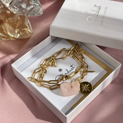 Luxury Rose Quartz chain necklace Stardust