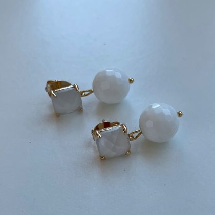 Handmade White Agate Earrrings