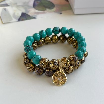 Boho Chic Handmade Turquoise bracelet set