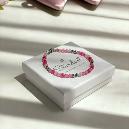 Luxury Pink agate beaded bracelet Stardust