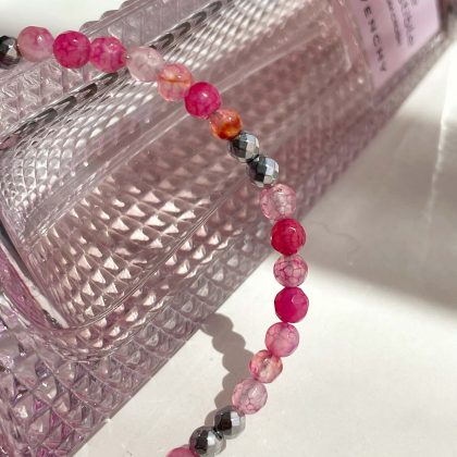 Pink agate and hematite bracelet gift