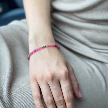 Pink agate bracelet girl