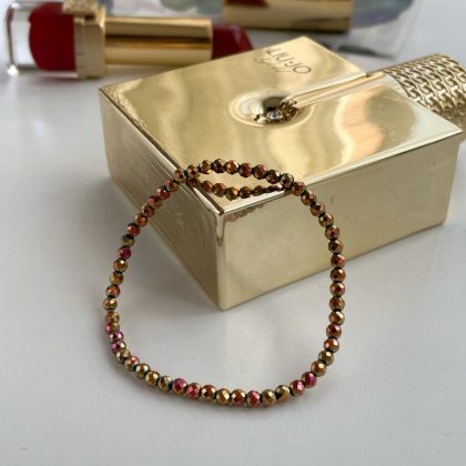 Bronze Titanium Hertz faced bracelet, Bronze Spinel beaded bracelet 5mm