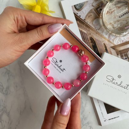 Birght pink jade bracelet gift