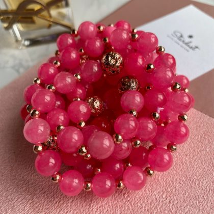 Fuschia pink jade bracelet for woman