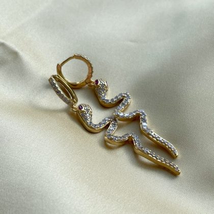 Gold snake earrings gift for her
