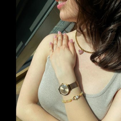 "Burning love" -Luxury Fire Opal beaded bracelet 7-8mm, Gold Zircon lobster clasp closure, Premium gift