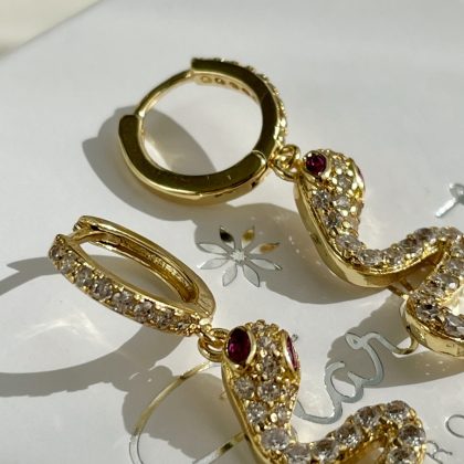 "Statement earrings" - Snake cocktail earrings, Gold Hoop Earrings