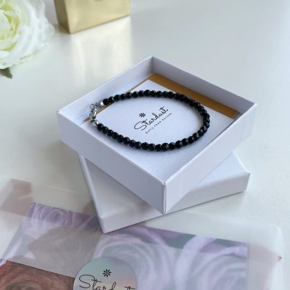 Chic Black Spinel beaded bracelet, minimalist bracelet for her