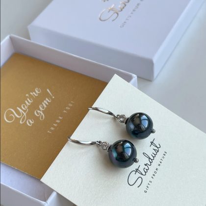 Stardust gift Luxury Black pearl earrings
