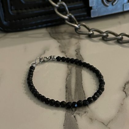 Chic Black Spinel beaded bracelet, minimalist bracelet for her