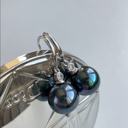 Zircon Black pearl earrings