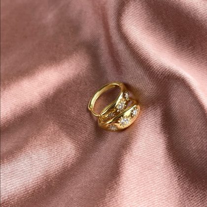 Tiny Gold Hoop earrings - gold hoop earrings with zircons