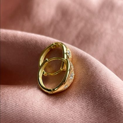 Tiny Gold Hoop earrings - gold hoop earrings with zircons