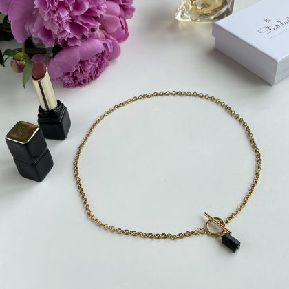 "Purity" - Shungite pendant necklace, gold filled stainless steel chain, layering necklace