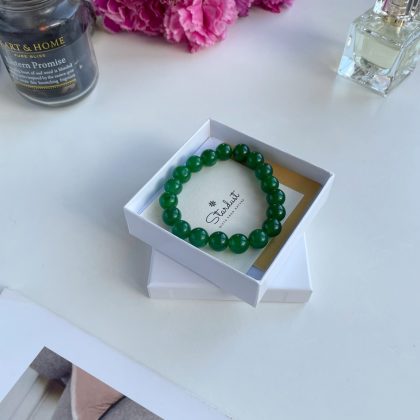"Harmony" Dark Green Jade beaded bracelet for women, natural green bracelet for her