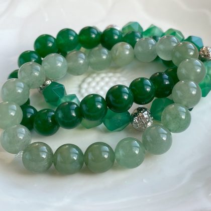 "Harmony" Dark Green Jade beaded bracelet for women, natural green bracelet for her