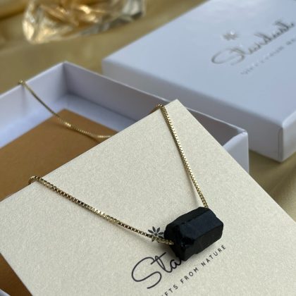 "Heal" - Elegant Shungite pendant necklace, gold filled sterling silver chain, layering necklace