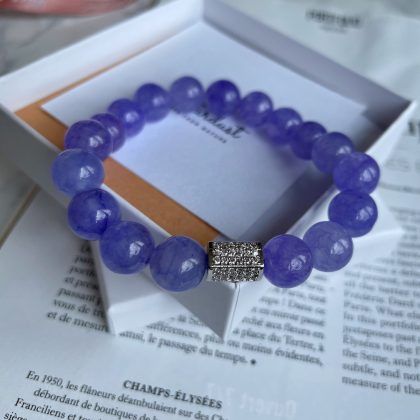 Purple Jade bracelet with zircon Stardust