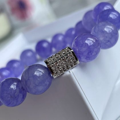 Purple Jade bracelet with zircon charm