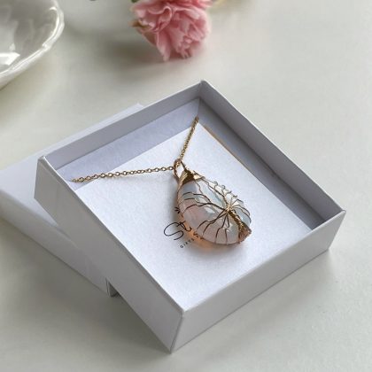 Opalite Pendant, gold wired Tree Of Life pendant, natural stone necklace for women