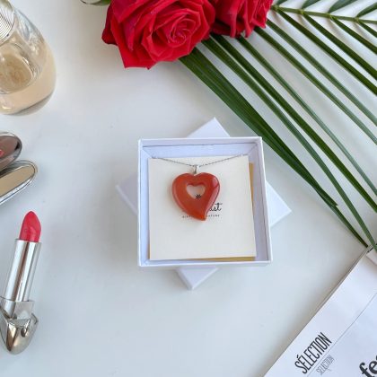 Carnelian heart pendant Valentines day gift
