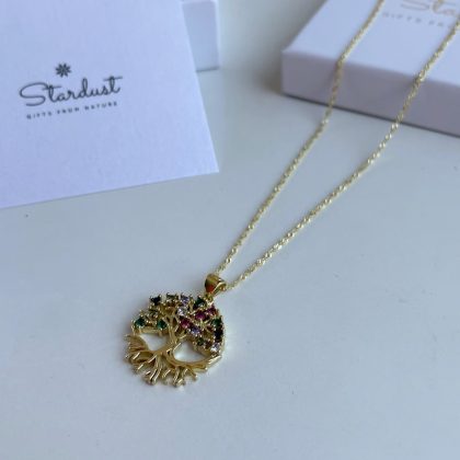 Gold filled Tree of life necklace, zircon Tree pendant, Yoga jewelry, gift for teacher