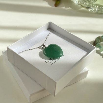 Green Jade heart pendant Stardust gift