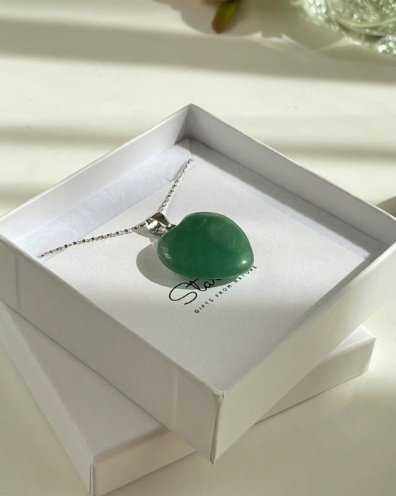 Green Jade heart pendant Stardust gift