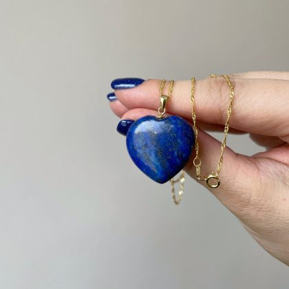 Lapis Lazuli heart wave gold chain