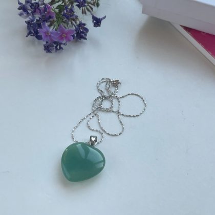 Natural green Jade heart Pendant, chakra healing pendant, teacher's day gift