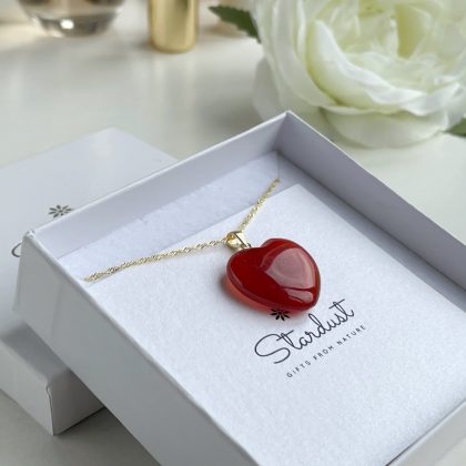 Orange heart carnelian gift box