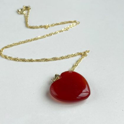 Orange heart carnelian necklace