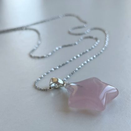 Natural Rose Quartz Star Pendant necklace, tender gift for her, bridesmaid gift