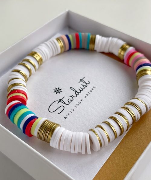 White Heishi bead bracelet for her