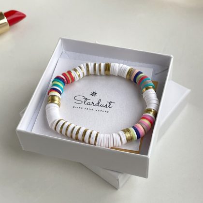 White gold Heishi bead bracelet