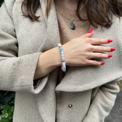 White heishi bead bracelet for girl