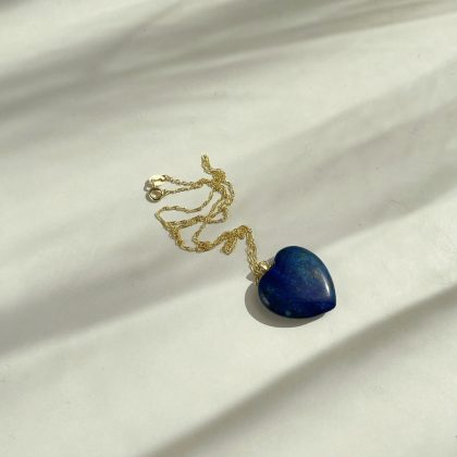 Blue Lapis Lazuli heart pendant, 14k gold filled chain, mother's day gift, Graduation Gift