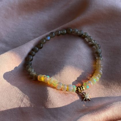 Fire Opal bracelet with labradorite