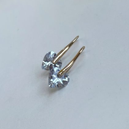 Gold heart earrings with zircons
