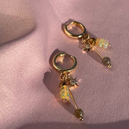 Velo Opal earrings with gold charms