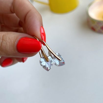 Zircon heart bridal earrings