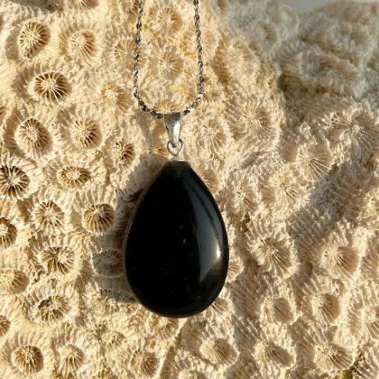 Genuine Obsidian pendant silver