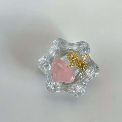 "Deep love" - Deep pink Rose Quartz Pendant, Madagascar Rose Quartz AAA+, gold chain