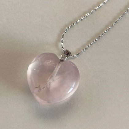 Rose Quartz heart necklace sterling silver