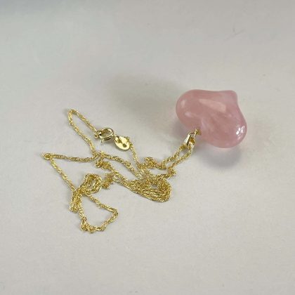 Rose quartz heart necklace 14k gold filled