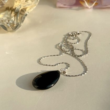 "Happiness" - Black Obsidian Drop Pendant, healing pendant