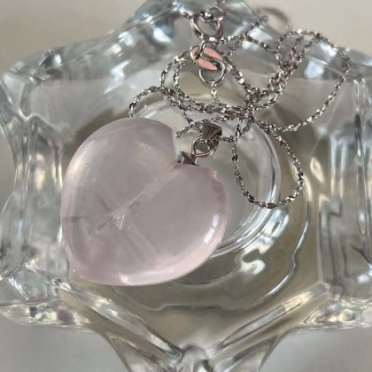 Ultra transparent Rose Quartz heart pendant
